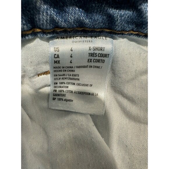 American Eagle Jeans 4 X-Short TomGirl Light Wash Ripped And Distressed - Picture 7 of 9